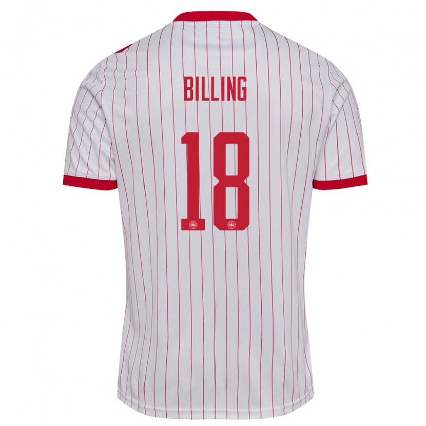 Danxen Pánské Dánsko Philip Billing #18 Bílá Červená Daleko Hráčské Dresy 26-28 Dres
