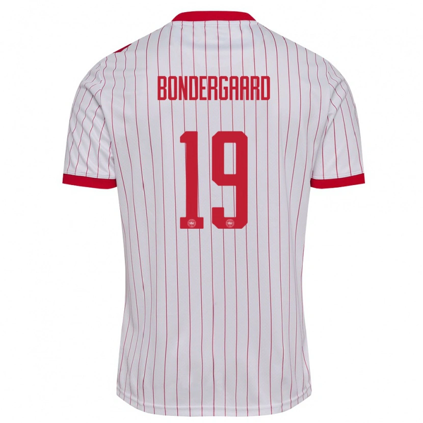 Danxen Pánské Dánsko Asbjorn Bondergaard #19 Bílá Červená Daleko Hráčské Dresy 26-28 Dres