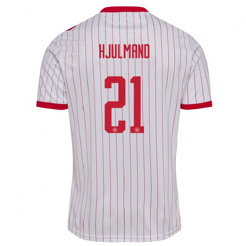 Danxen Pánské Dánsko Morten Hjulmand #21 Bílá Červená Daleko Hráčské Dresy 26-28 Dres