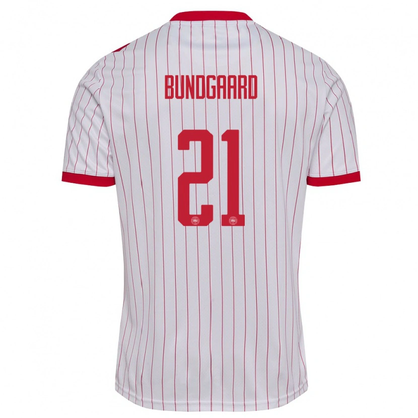 Danxen Pánské Dánsko Filip Bundgaard #21 Bílá Červená Daleko Hráčské Dresy 26-28 Dres