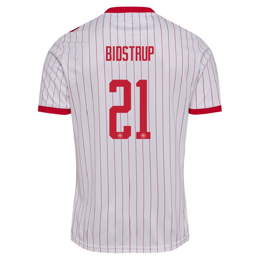 Danxen Pánské Dánsko Mads Bidstrup #21 Bílá Červená Daleko Hráčské Dresy 26-28 Dres