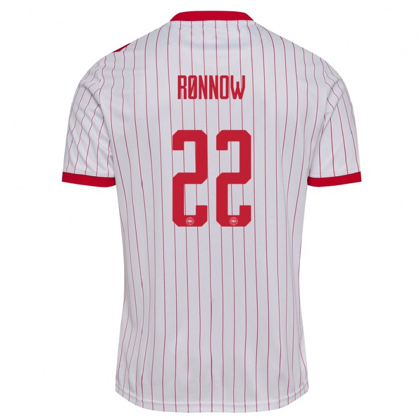 Danxen Pánské Dánsko Frederik Rönnow #22 Bílá Červená Daleko Hráčské Dresy 26-28 Dres