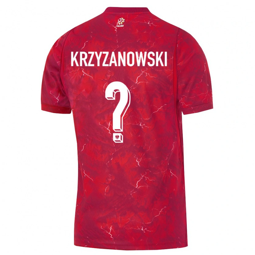 Danxen Pánské Polsko Jakub Krzyżanowski #0 Červená Bílá Daleko Hráčské Dresy 26-28 Dres
