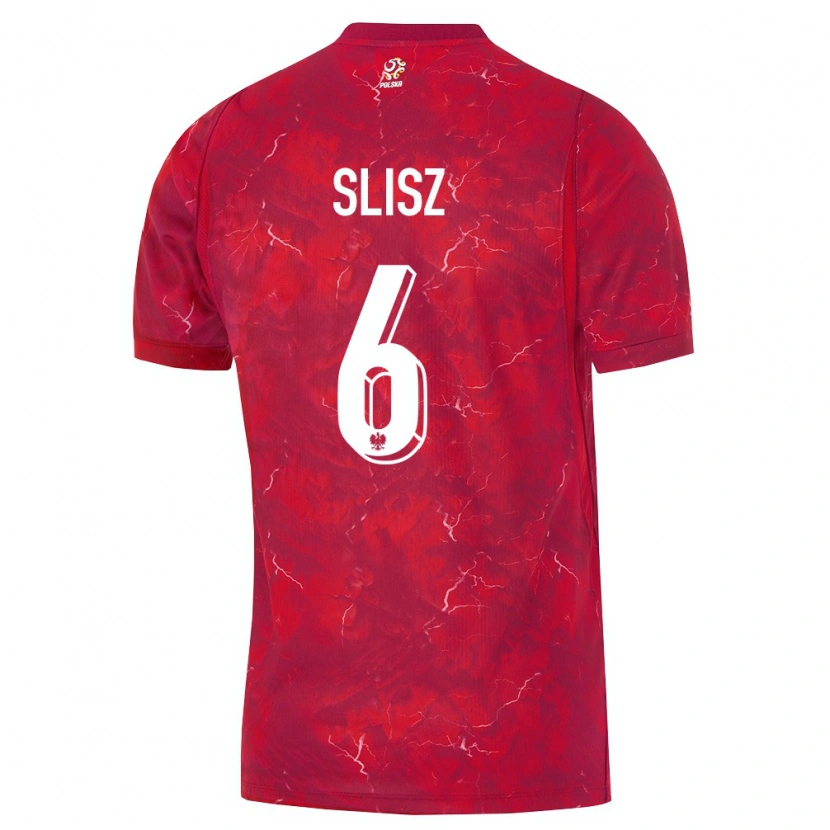 Danxen Pánské Polsko Bartosz Slisz #6 Červená Bílá Daleko Hráčské Dresy 26-28 Dres