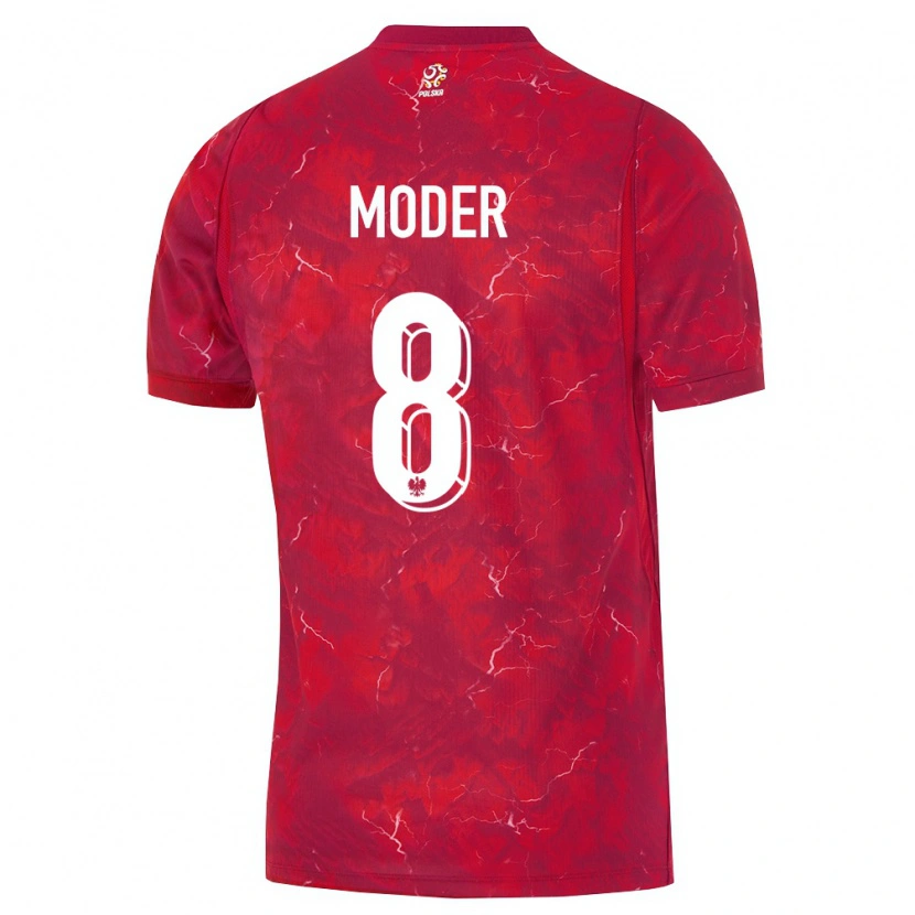 Danxen Pánské Polsko Jakub Moder #8 Červená Bílá Daleko Hráčské Dresy 26-28 Dres