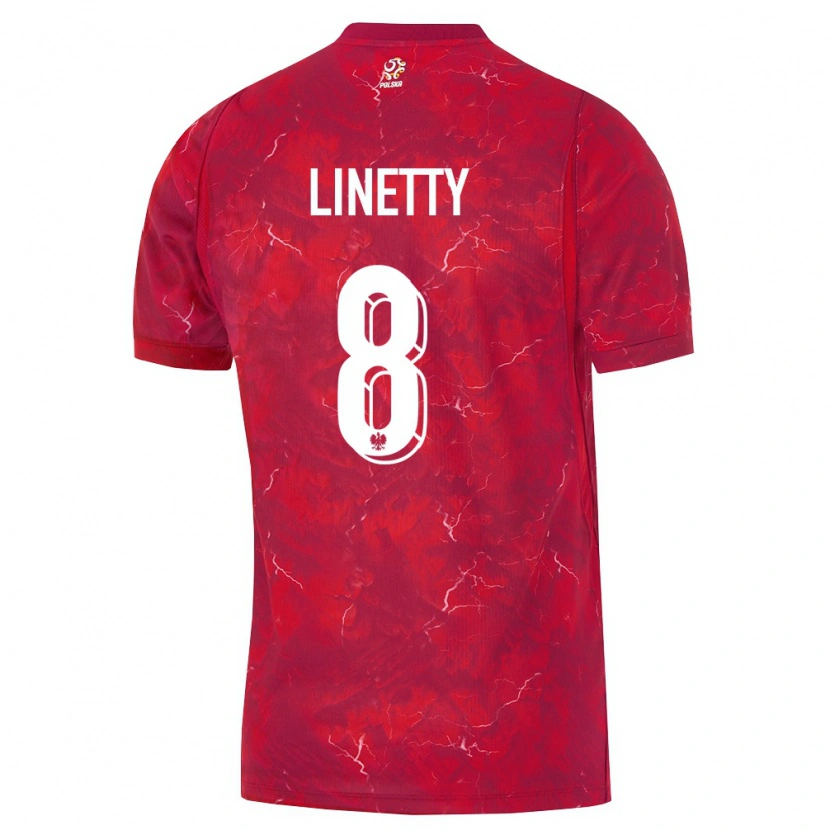 Danxen Pánské Polsko Karol Linetty #8 Červená Bílá Daleko Hráčské Dresy 26-28 Dres
