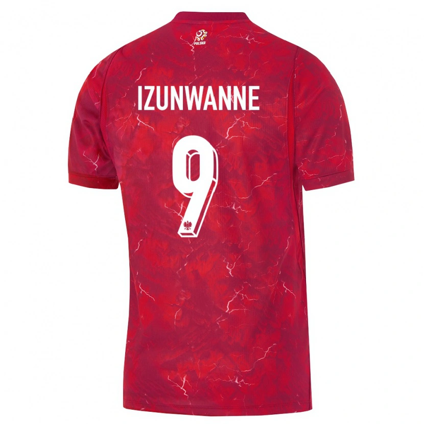 Danxen Pánské Polsko Michael Izunwanne #9 Červená Bílá Daleko Hráčské Dresy 26-28 Dres