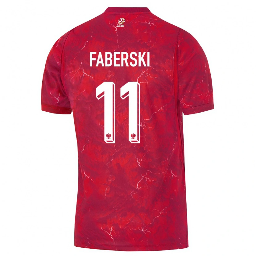 Danxen Pánské Polsko Jan Faberski #11 Červená Bílá Daleko Hráčské Dresy 26-28 Dres