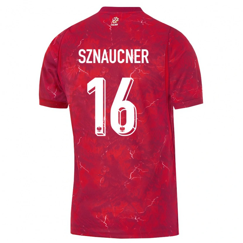 Danxen Pánské Polsko Maksymilian Sznaucner #16 Červená Bílá Daleko Hráčské Dresy 26-28 Dres