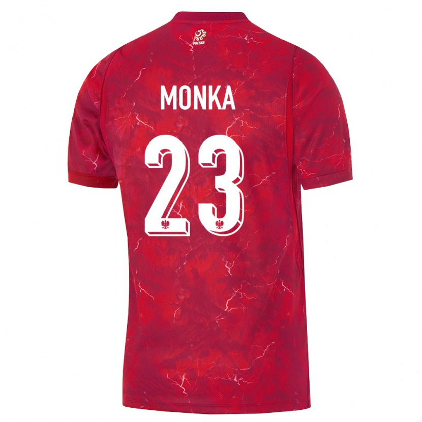 Danxen Pánské Polsko Wojciech Mońka #23 Červená Bílá Daleko Hráčské Dresy 26-28 Dres