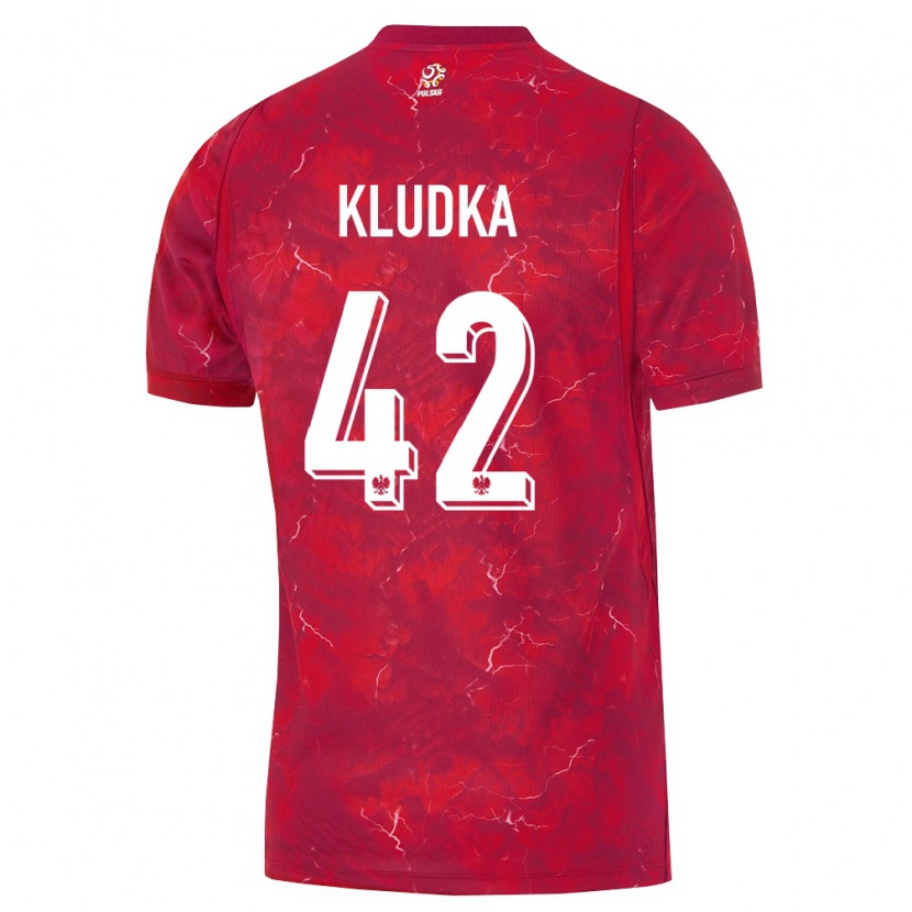Danxen Pánské Polsko Bartlomiej Kludka #42 Červená Bílá Daleko Hráčské Dresy 26-28 Dres