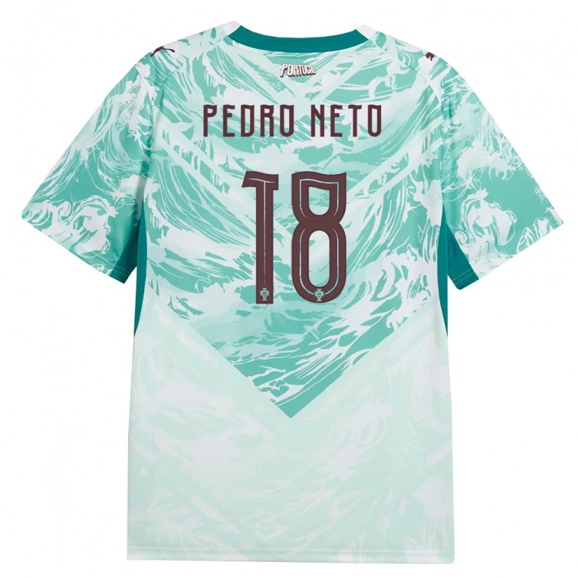 Danxen Pánské Portugalsko Pedro Neto #18 Nebeská Modrá Bílá Zelená Daleko Hráčské Dresy 26-28 Dres
