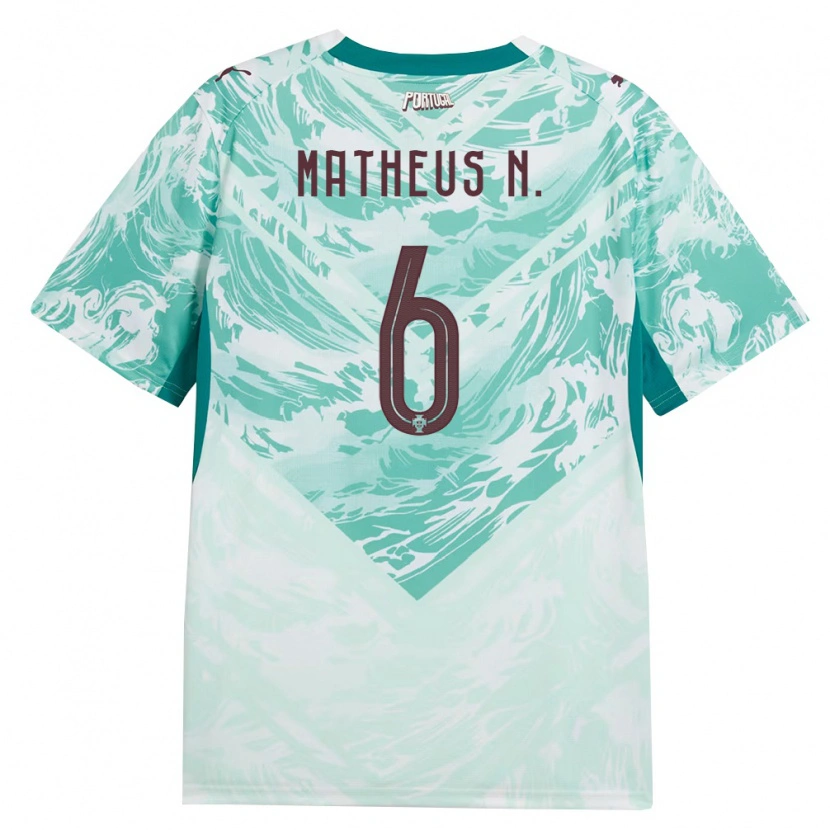 Danxen Pánské Portugalsko Matheus Nunes #6 Nebeská Modrá Bílá Zelená Daleko Hráčské Dresy 26-28 Dres