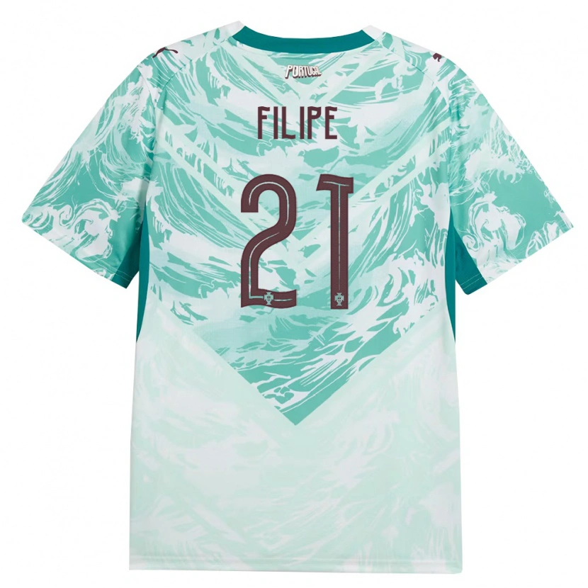 Danxen Pánské Portugalsko Yanick Filipe #21 Nebeská Modrá Bílá Zelená Daleko Hráčské Dresy 26-28 Dres