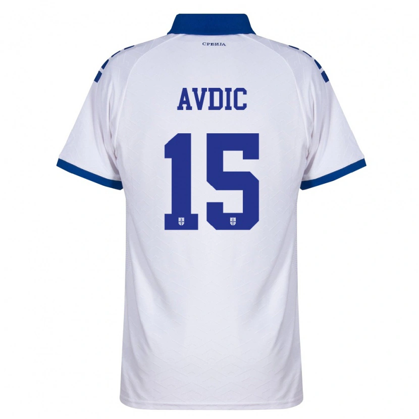 Danxen Pánské Srbsko Adem Avdic #15 Námořnická Bílá Červená Daleko Hráčské Dresy 26-28 Dres