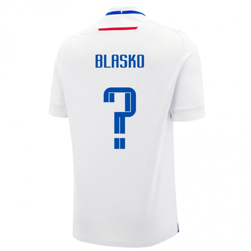 Danxen Pánské Slovensko Karol Blasko #0 Bílá Modrá Daleko Hráčské Dresy 26-28 Dres
