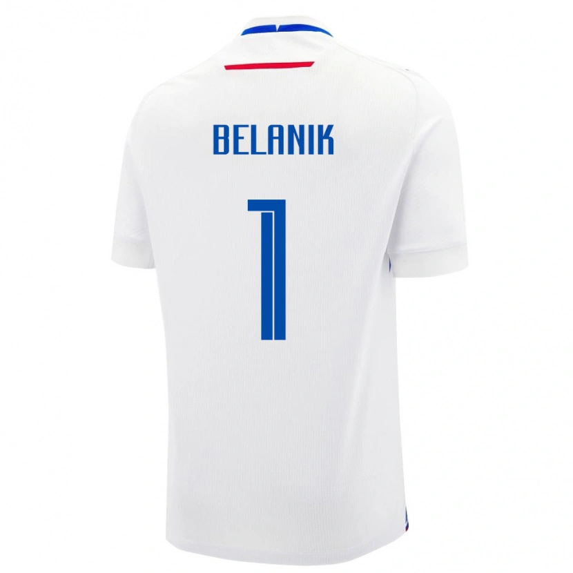 Danxen Pánské Slovensko Samuel Belanik #1 Bílá Modrá Daleko Hráčské Dresy 26-28 Dres