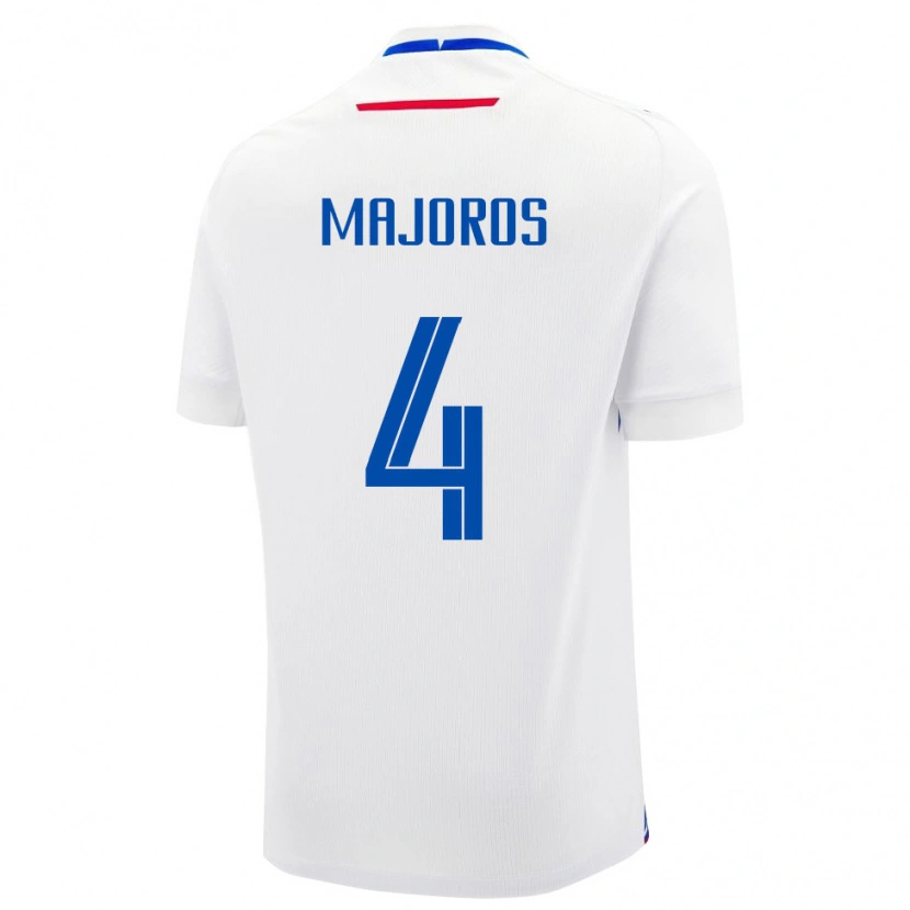 Danxen Pánské Slovensko Daniel Majoros #4 Bílá Modrá Daleko Hráčské Dresy 26-28 Dres