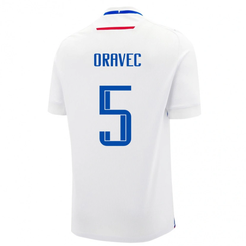 Danxen Pánské Slovensko Adam Oravec #5 Bílá Modrá Daleko Hráčské Dresy 26-28 Dres