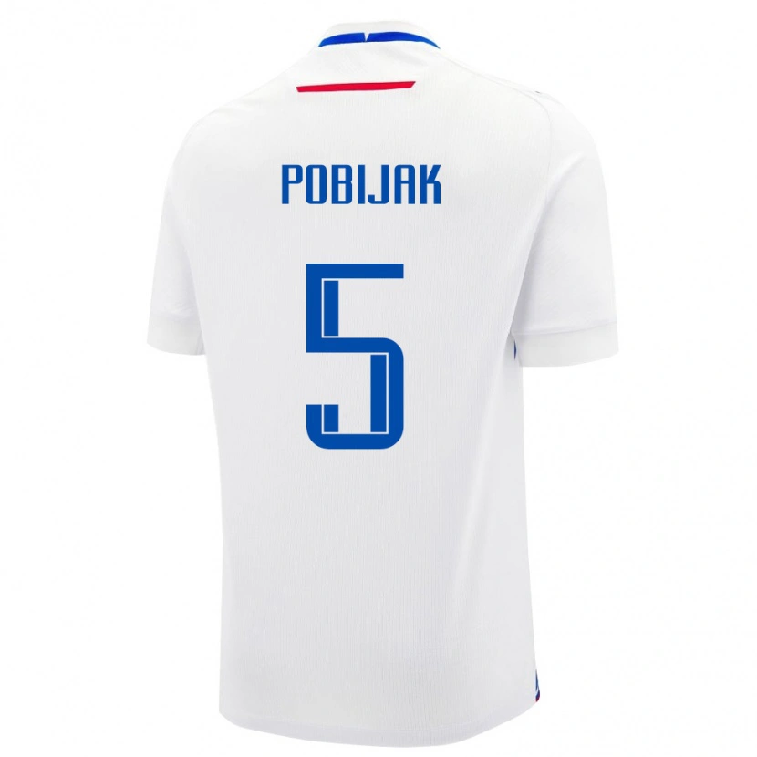 Danxen Pánské Slovensko Simon Pobijak #5 Bílá Modrá Daleko Hráčské Dresy 26-28 Dres