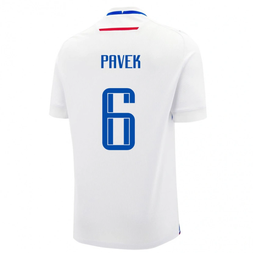 Danxen Pánské Slovensko Hugo Pavek #6 Bílá Modrá Daleko Hráčské Dresy 26-28 Dres