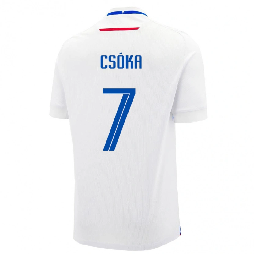 Danxen Pánské Slovensko Bálint Csóka #7 Bílá Modrá Daleko Hráčské Dresy 26-28 Dres