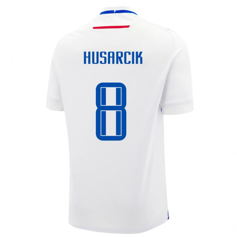 Danxen Pánské Slovensko Tomas Husarcik #8 Bílá Modrá Daleko Hráčské Dresy 26-28 Dres