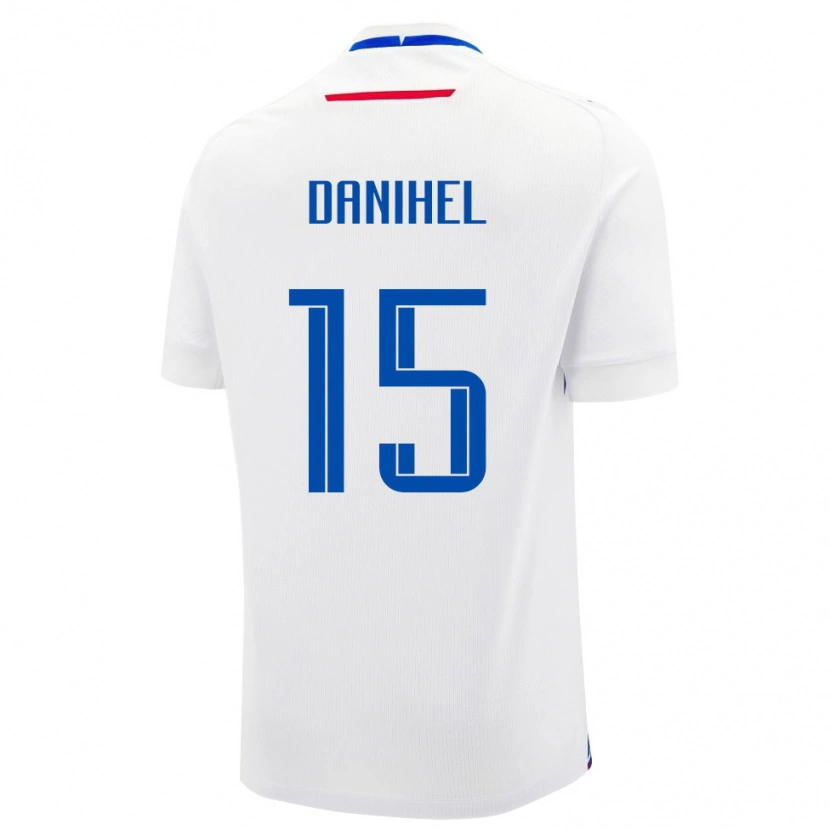 Danxen Pánské Slovensko Daniel Danihel #15 Bílá Modrá Daleko Hráčské Dresy 26-28 Dres