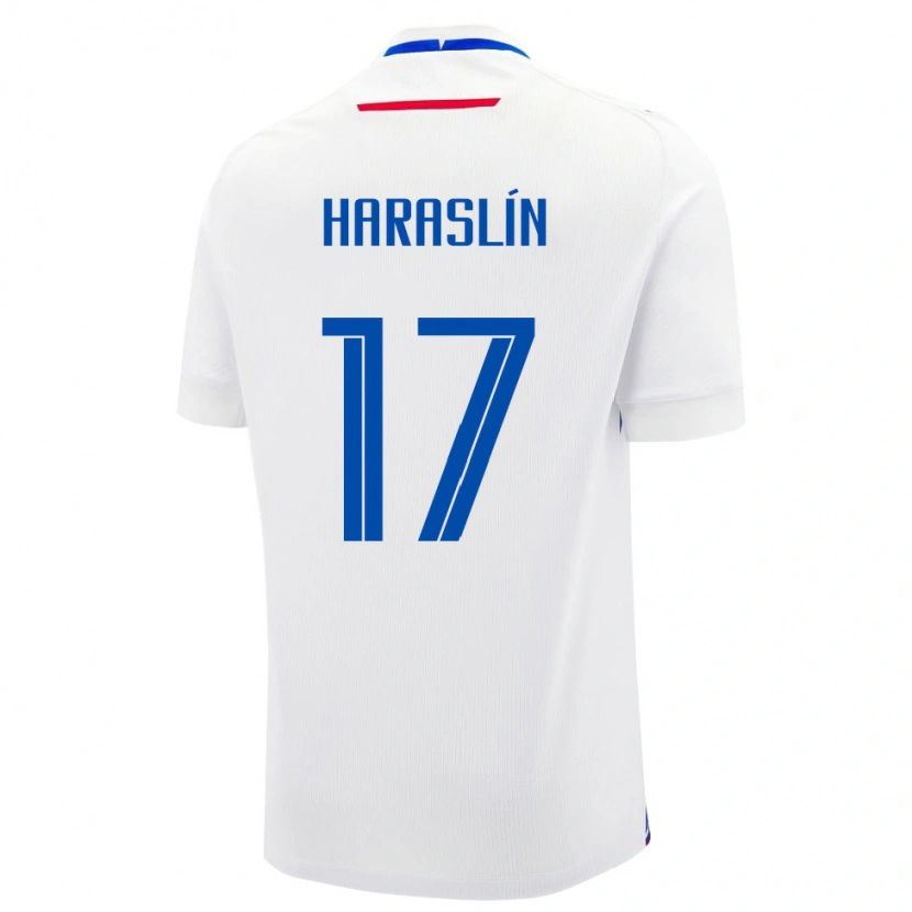 Danxen Pánské Slovensko Lukas Haraslin #17 Bílá Modrá Daleko Hráčské Dresy 26-28 Dres