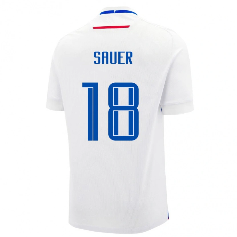 Danxen Pánské Slovensko Leo Sauer #18 Bílá Modrá Daleko Hráčské Dresy 26-28 Dres