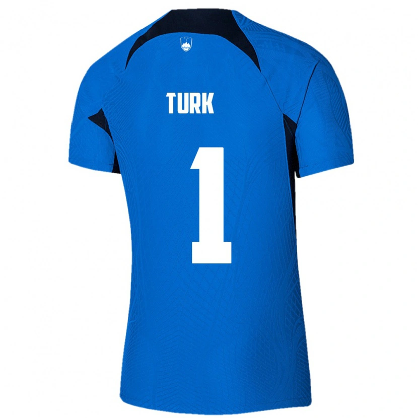 Danxen Pánské Slovinsko Martin Turk #1 Modrá Bílá Daleko Hráčské Dresy 26-28 Dres