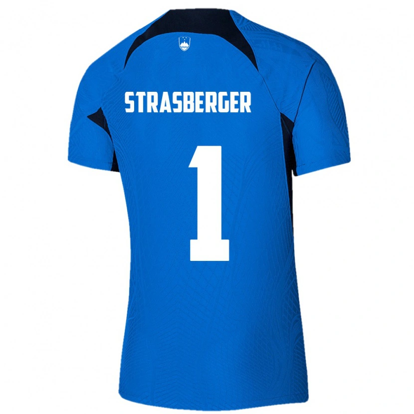 Danxen Pánské Slovinsko Tim Strasberger #1 Modrá Bílá Daleko Hráčské Dresy 26-28 Dres