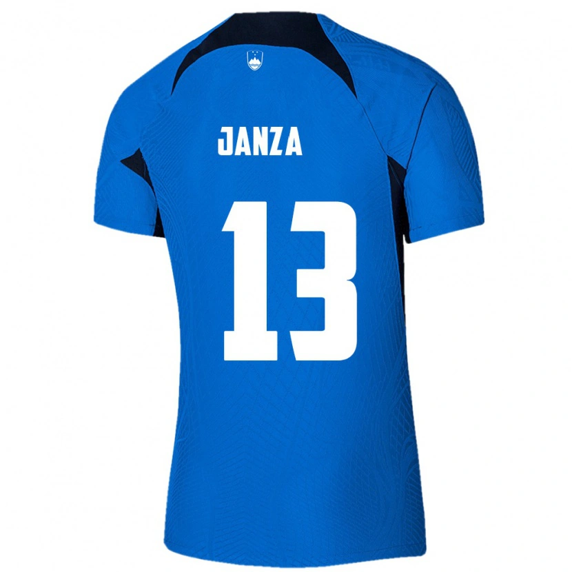Danxen Pánské Slovinsko Erik Janza #13 Modrá Bílá Daleko Hráčské Dresy 26-28 Dres