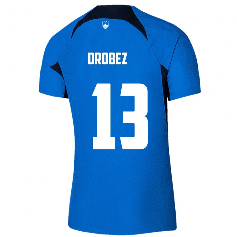 Danxen Pánské Slovinsko Timotej Drobez #13 Modrá Bílá Daleko Hráčské Dresy 26-28 Dres