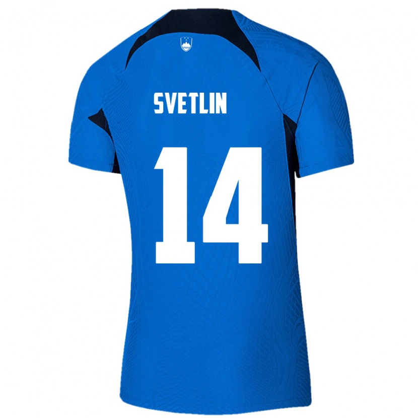 Danxen Pánské Slovinsko Tamar Svetlin #14 Modrá Bílá Daleko Hráčské Dresy 26-28 Dres