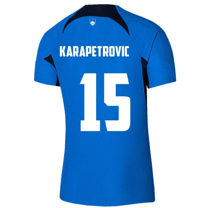 Danxen Pánské Slovinsko Luka Karapetrovic #15 Modrá Bílá Daleko Hráčské Dresy 26-28 Dres