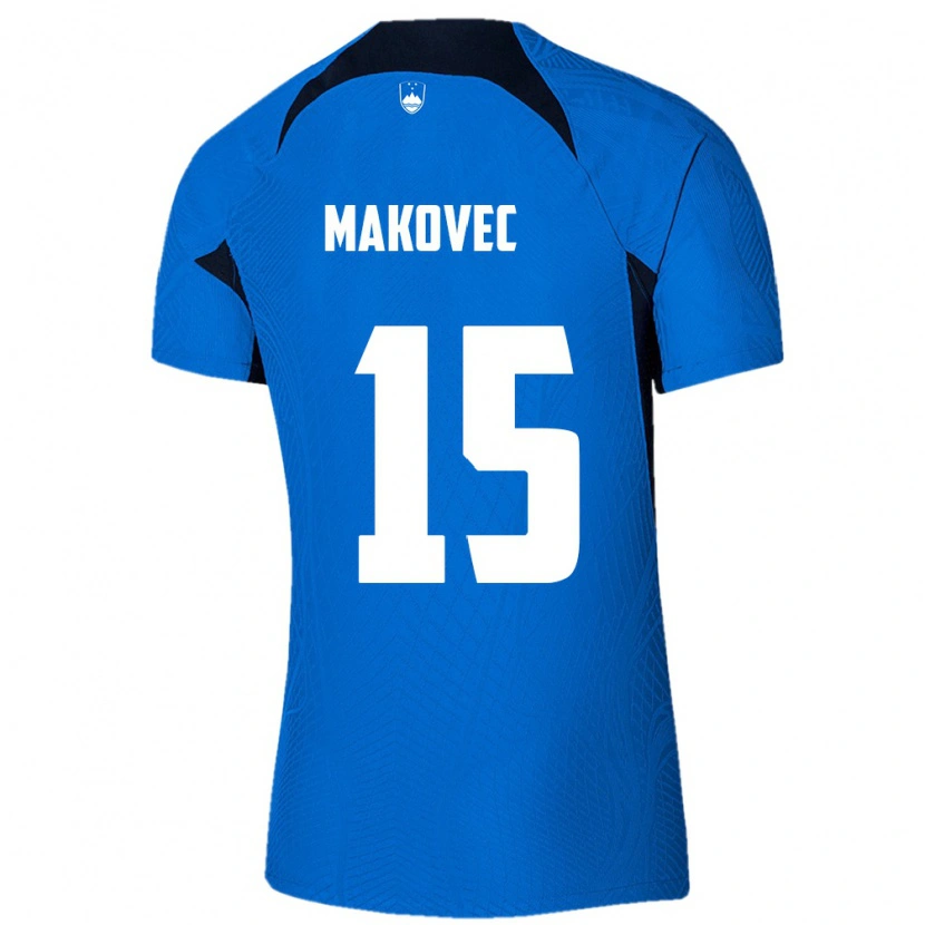 Danxen Pánské Slovinsko Sara Makovec #15 Modrá Bílá Daleko Hráčské Dresy 26-28 Dres