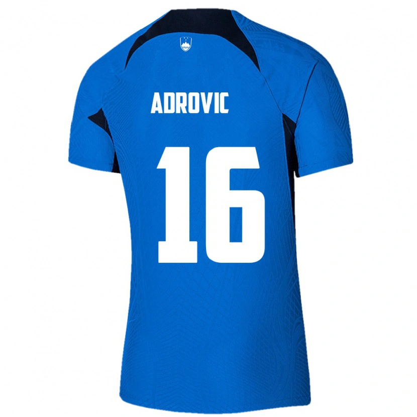 Danxen Pánské Slovinsko Benjamin Adrovic #16 Modrá Bílá Daleko Hráčské Dresy 26-28 Dres