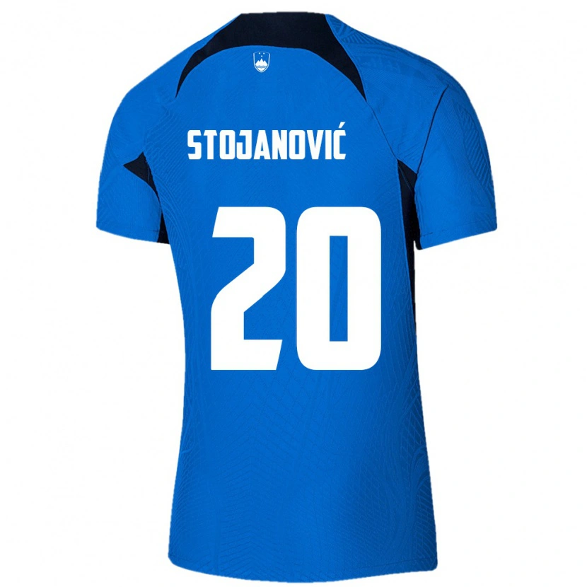 Danxen Pánské Slovinsko Petar Stojanović #20 Modrá Bílá Daleko Hráčské Dresy 26-28 Dres