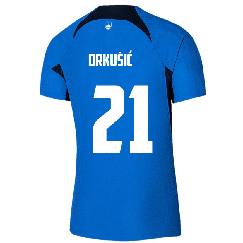 Danxen Pánské Slovinsko Vanja Drkusic #21 Modrá Bílá Daleko Hráčské Dresy 26-28 Dres