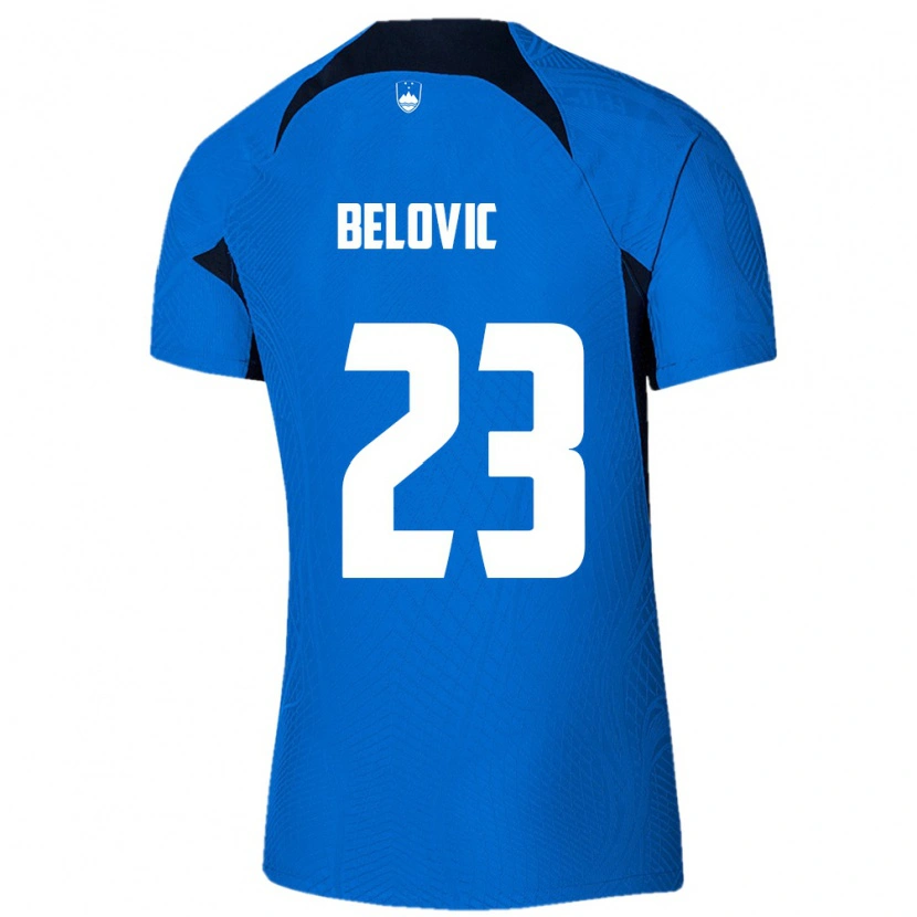 Danxen Pánské Slovinsko Nik Belovic #23 Modrá Bílá Daleko Hráčské Dresy 26-28 Dres