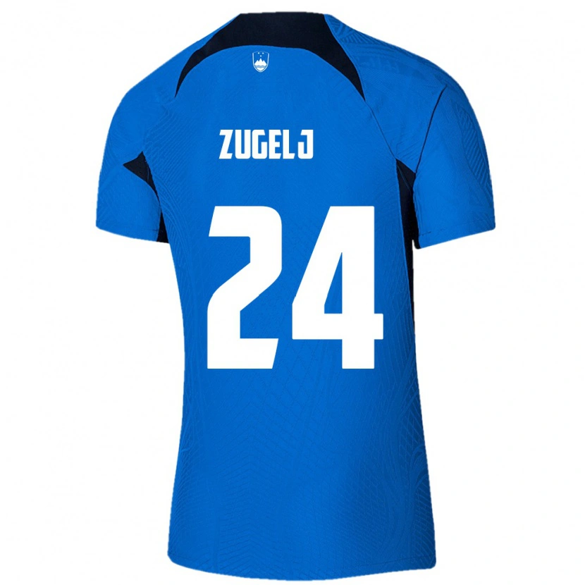 Danxen Pánské Slovinsko Nino Zugelj #24 Modrá Bílá Daleko Hráčské Dresy 26-28 Dres