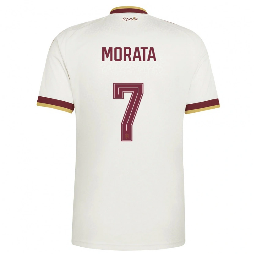 Danxen Pánské Španělsko Alvaro Morata #7 Smetanová Vínová Daleko Hráčské Dresy 26-28 Dres