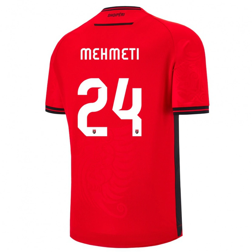 Danxen Dámské Albánie Anis Mehmeti #24 Červená Černá Domů Hráčské Dresy 26-28 Dres
