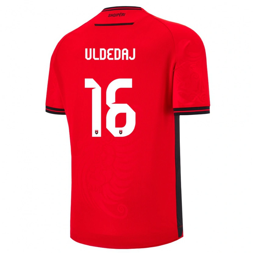 Danxen Dámské Albánie Simon Uldedaj #16 Červená Černá Domů Hráčské Dresy 26-28 Dres