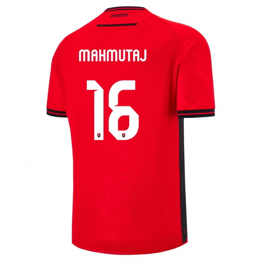 Danxen Dámské Albánie Alvin Mahmutaj #16 Červená Černá Domů Hráčské Dresy 26-28 Dres