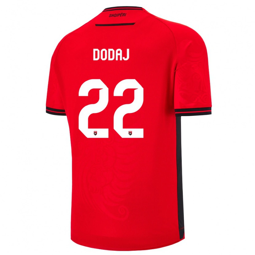Danxen Dámské Albánie Kevin Dodaj #22 Červená Černá Domů Hráčské Dresy 26-28 Dres