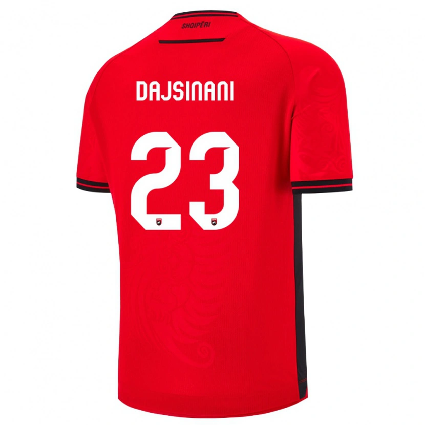 Danxen Dámské Albánie Mario Dajsinani #23 Červená Černá Domů Hráčské Dresy 26-28 Dres