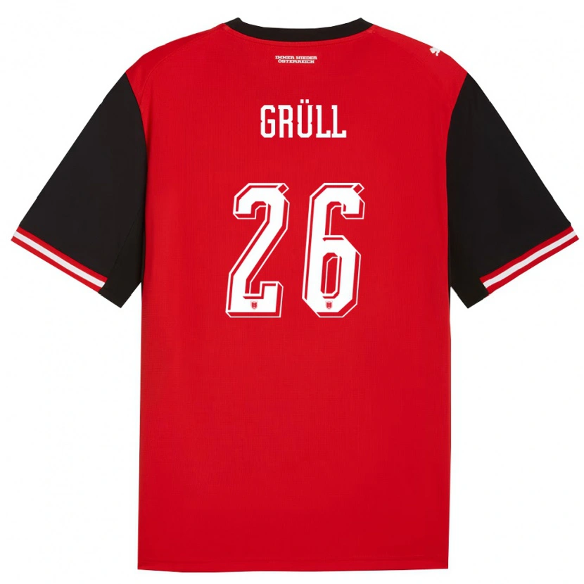 Danxen Dámské Rakousko Marco Grüll #26 Černá Bílá Domů Hráčské Dresy 26-28 Dres