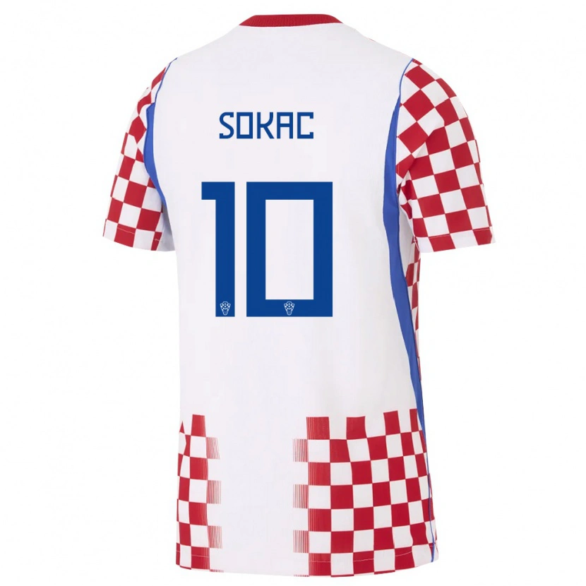 Danxen Dámské Chorvatsko Andro Sokac #10 Bílá Červená Modrá Domů Hráčské Dresy 26-28 Dres